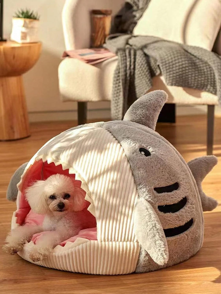 Shark Cat Bed Semi-Closed Nest for Cats and Dogs