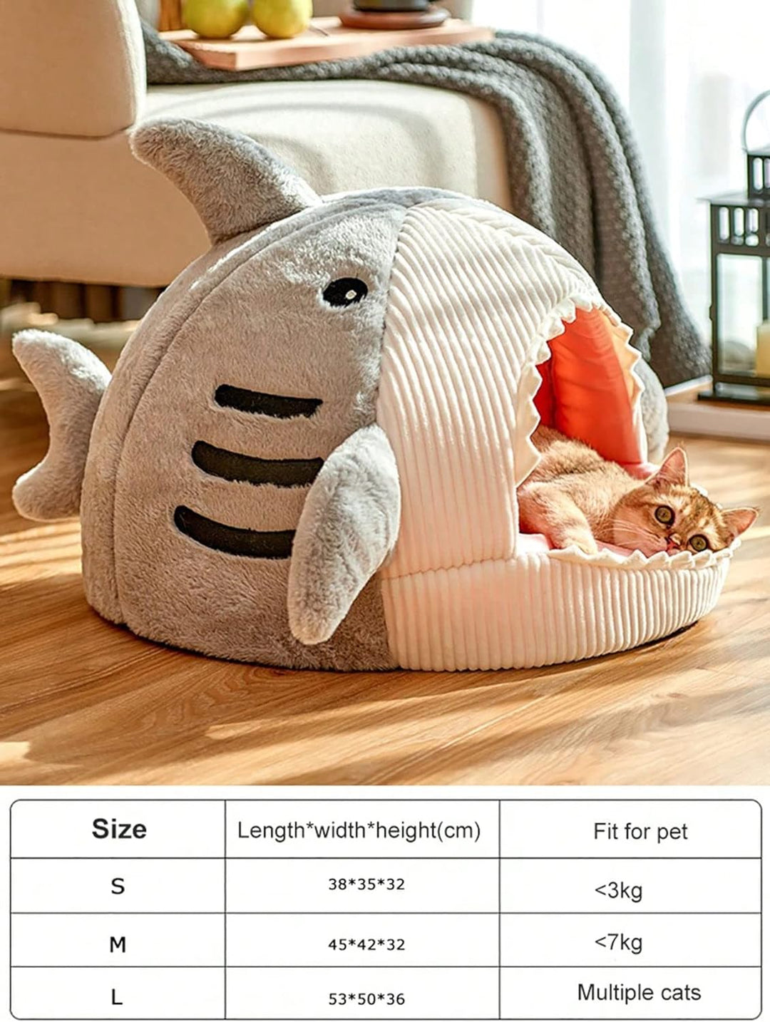 Shark Cat Bed Semi-Closed Nest for Cats and Dogs