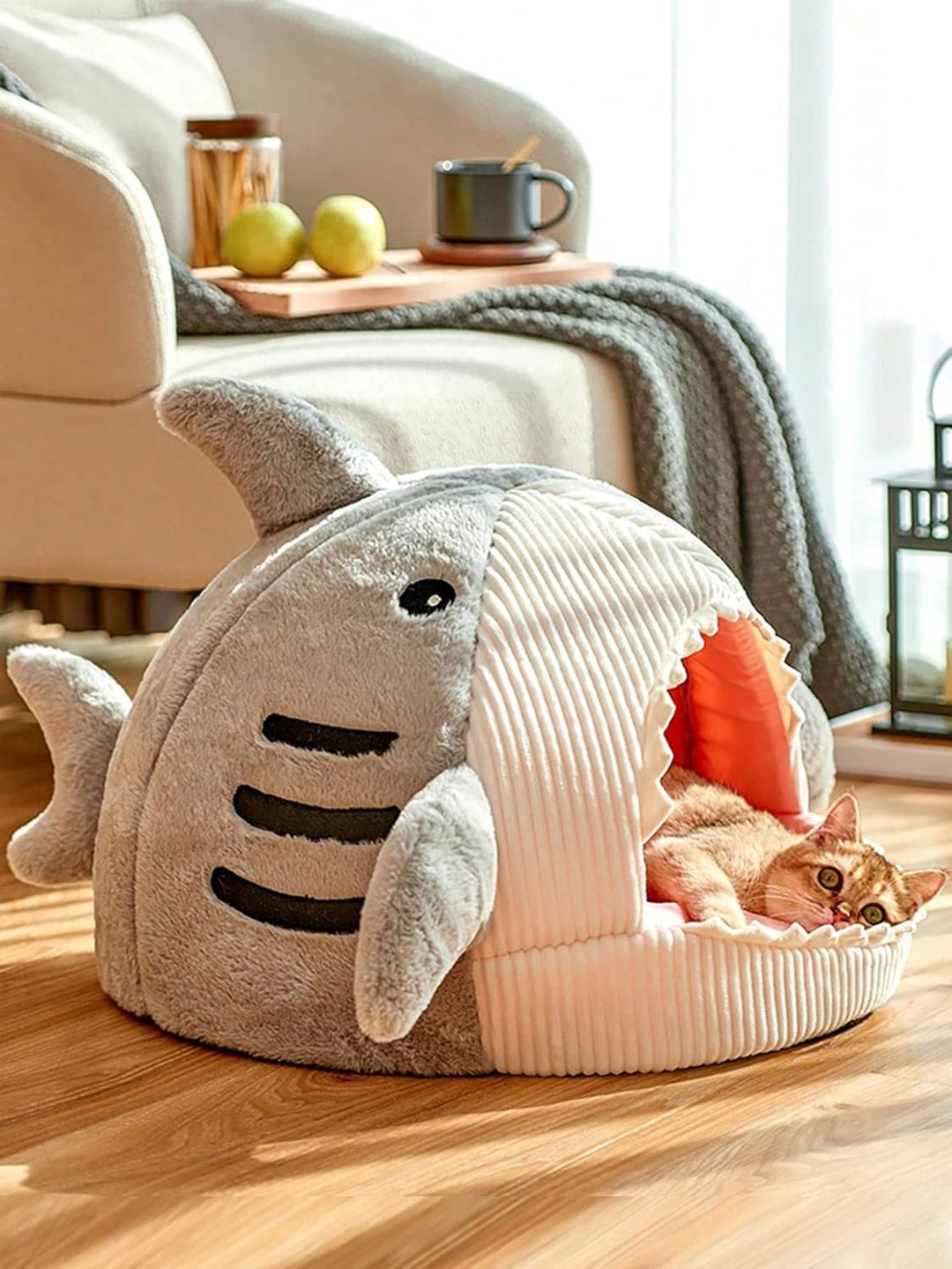 Shark Cat Bed Semi-Closed Nest for Cats and Dogs