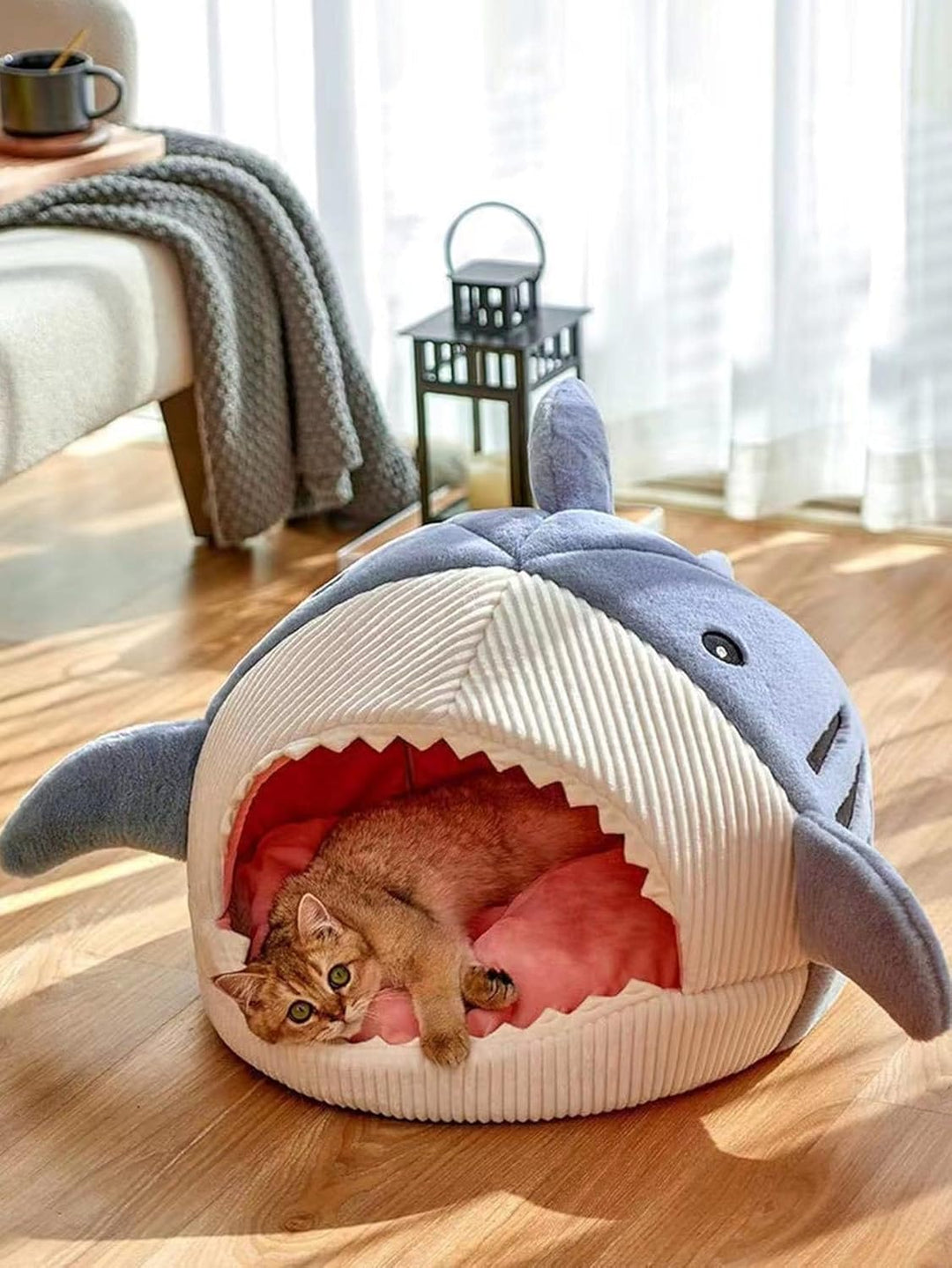Shark Cat Bed Semi-Closed Nest for Cats and Dogs