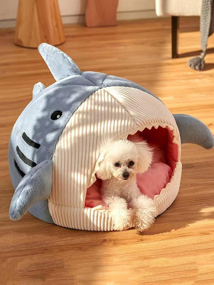 Shark Cat Bed Semi-Closed Nest for Cats and Dogs