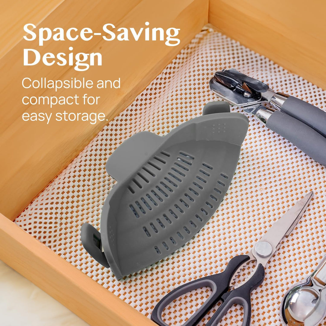 Silicone Clip-On Pasta Strainer Colander for Cooking Pots and Pans