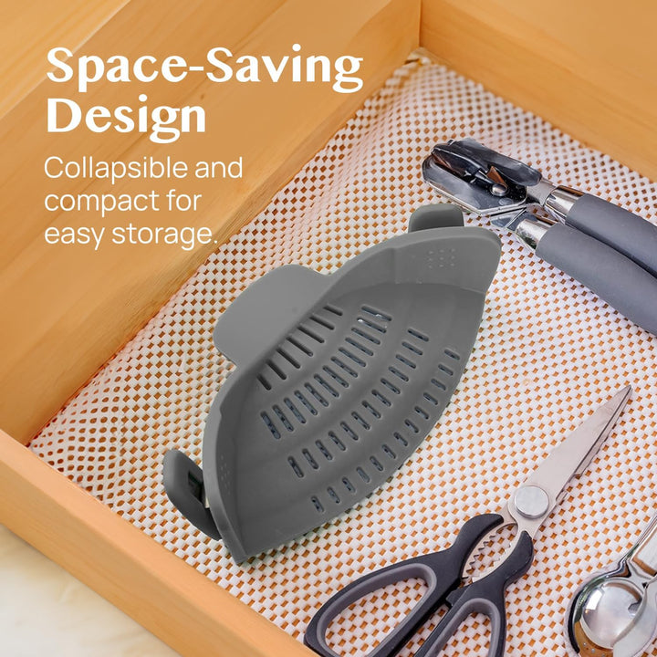 Silicone Clip-On Pasta Strainer Colander for Cooking Pots and Pans