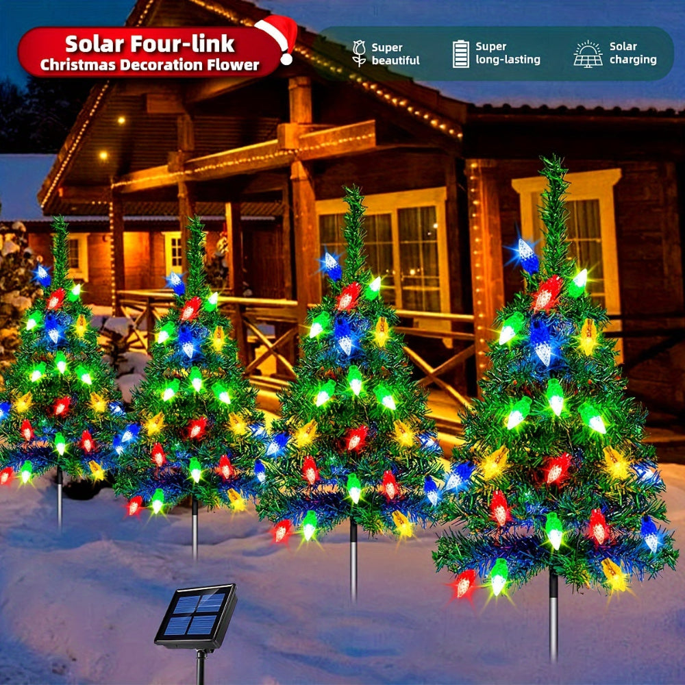 Solar Christmas Tree Pathway Lights Set