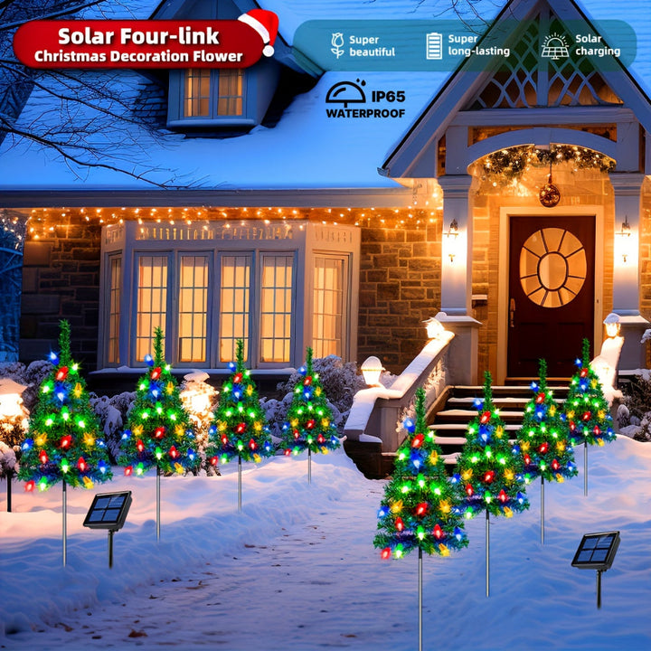 Solar Christmas Tree Pathway Lights Set