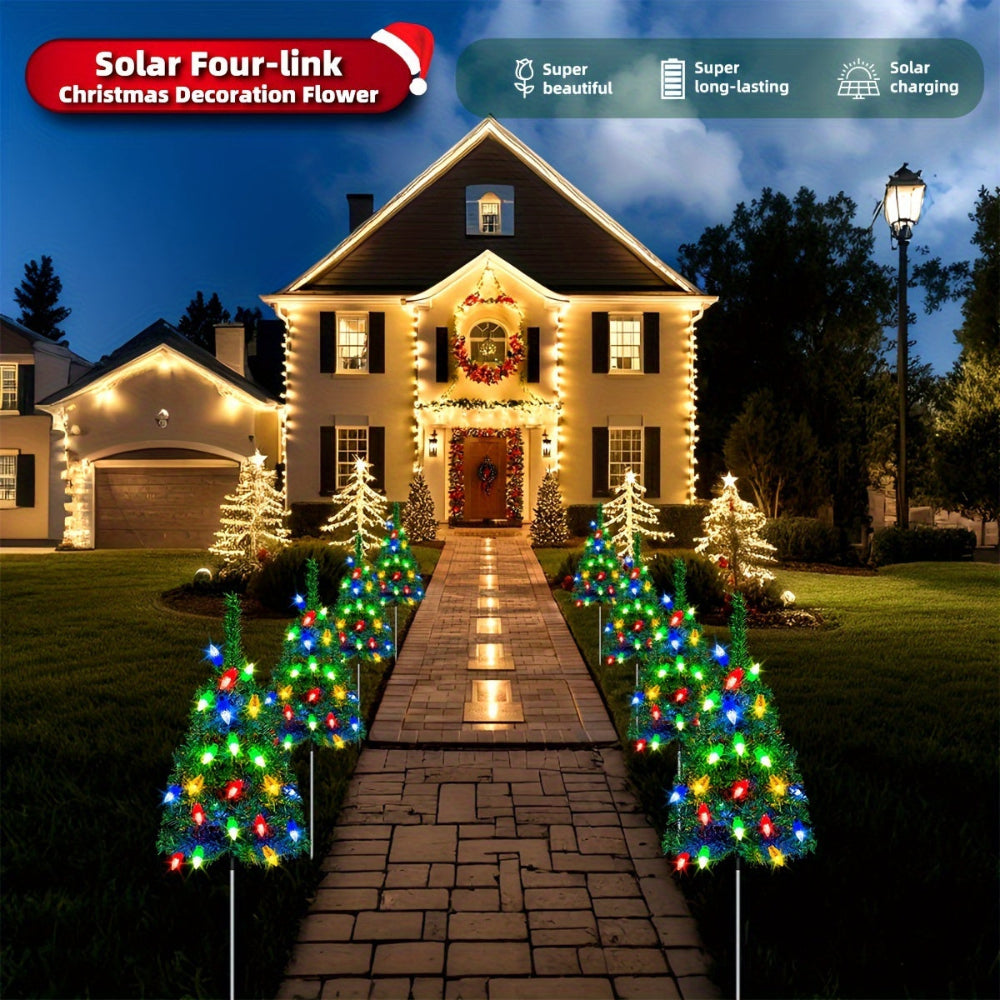 Solar Christmas Tree Pathway Lights Set