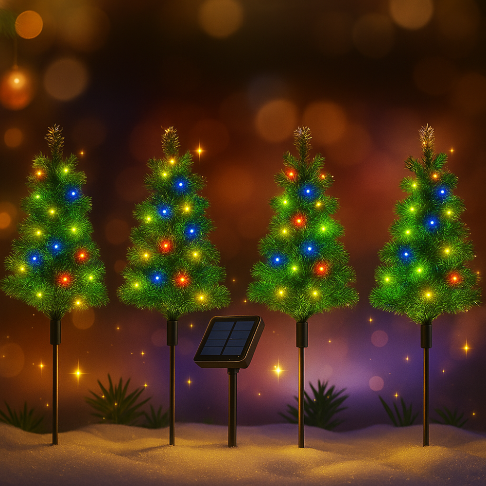 Solar Christmas Tree Pathway Lights Set