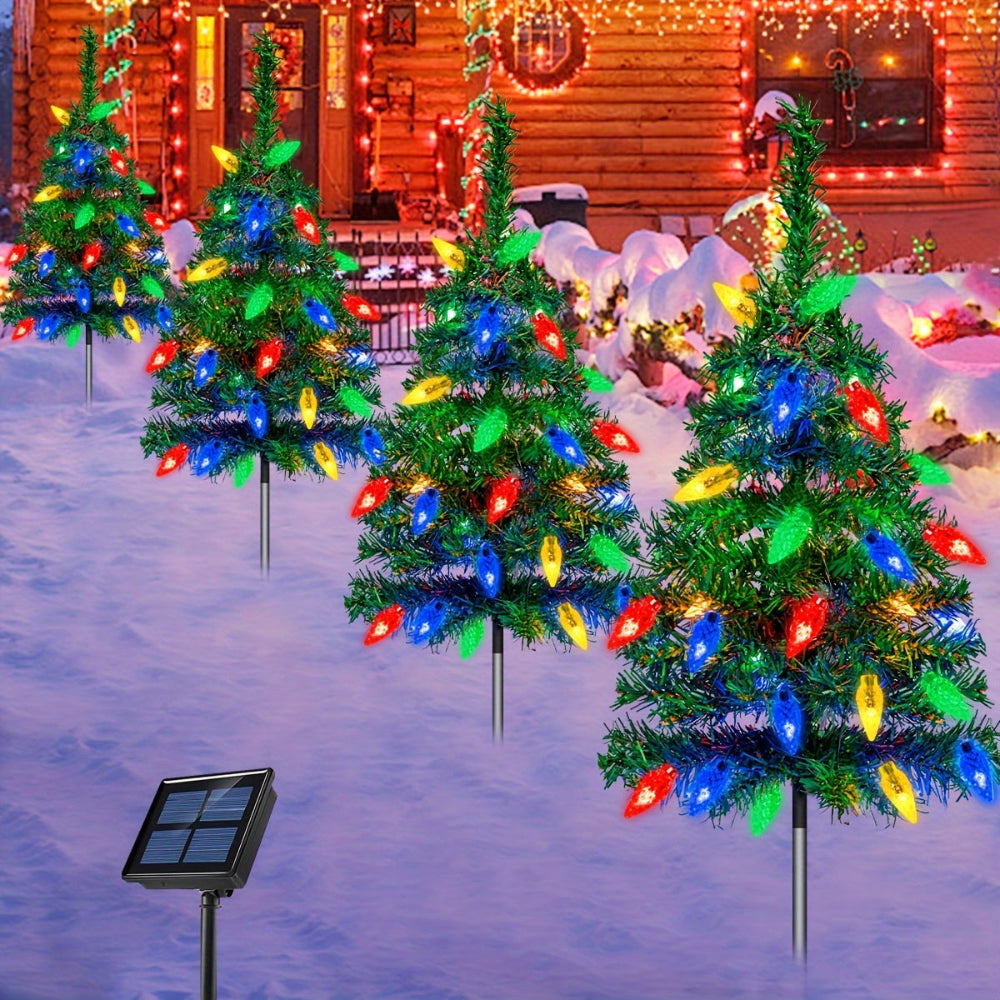 Solar Christmas Tree Pathway Lights Set