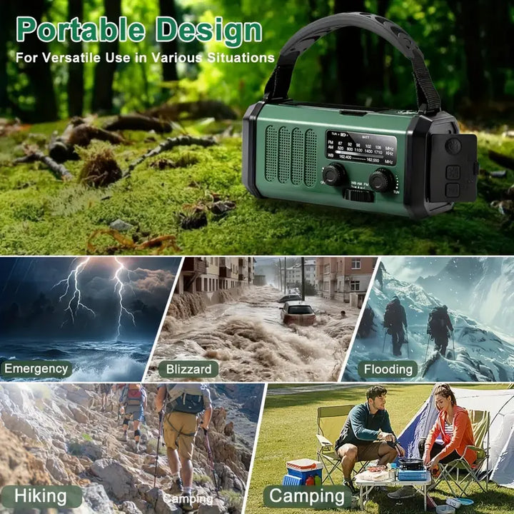 Solar Emergency Radio and Flashlight for Outdoor Use