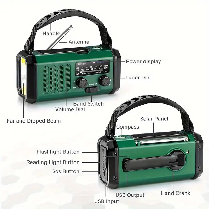 Solar Emergency Radio and Flashlight for Outdoor Use