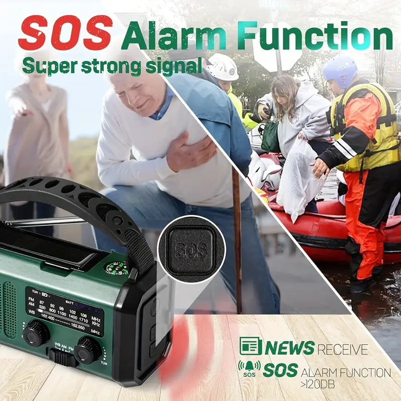 Solar Emergency Radio and Flashlight for Outdoor Use