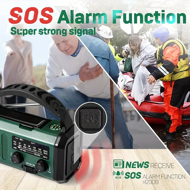 Solar Emergency Radio and Flashlight for Outdoor Use
