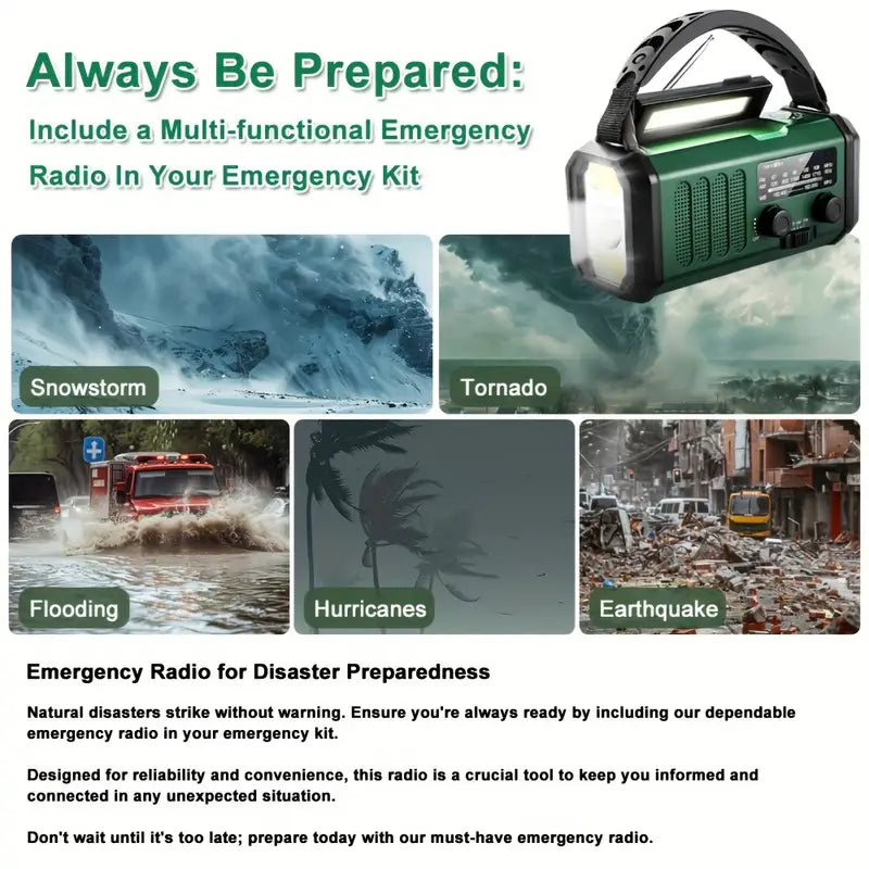 Solar Emergency Radio and Flashlight for Outdoor Use