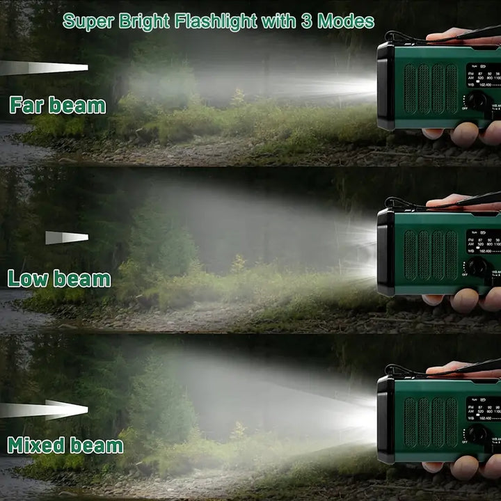 Solar Emergency Radio and Flashlight for Outdoor Use