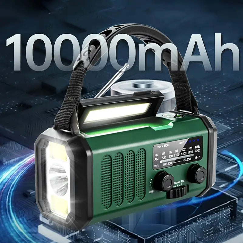Solar Emergency Radio with Power Bank and LED Light