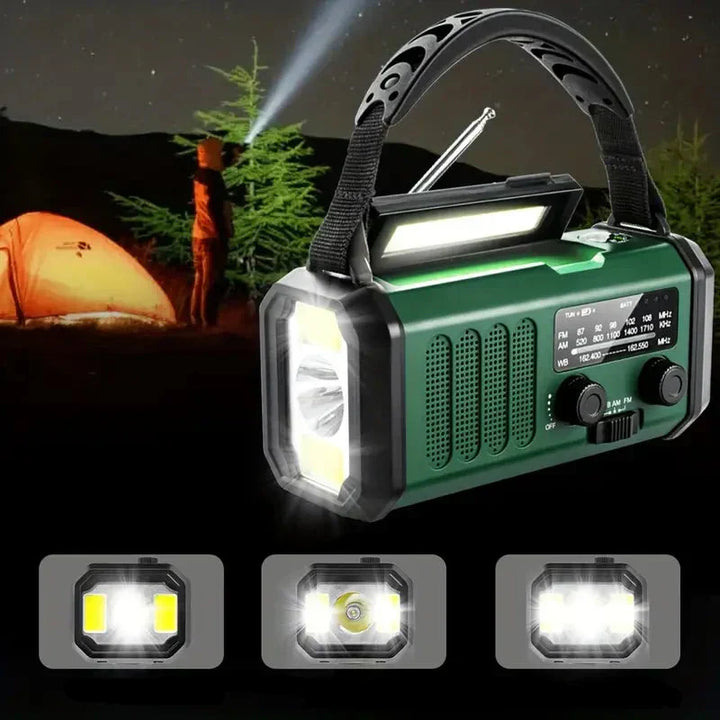 Solar Emergency Radio with Power Bank and LED Light