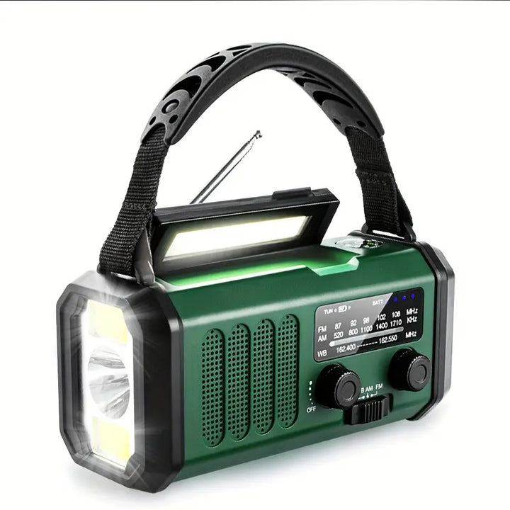 Solar Emergency Radio with Power Bank and LED Light