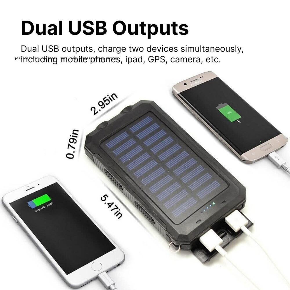 Solar Power Bank 20000mAh Waterproof Portable Charger