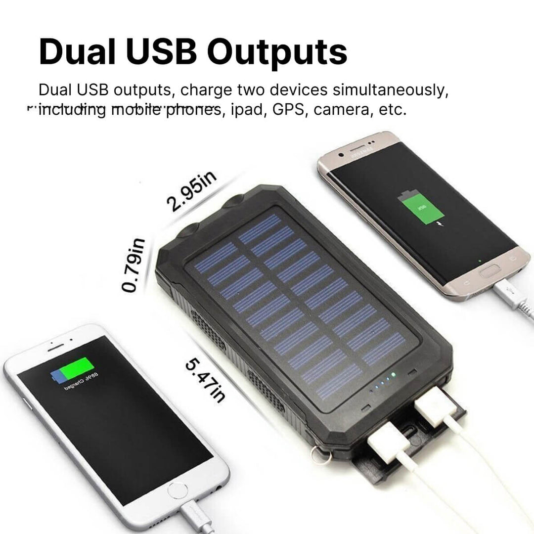 Solar Power Bank 20000mAh Waterproof Portable Charger