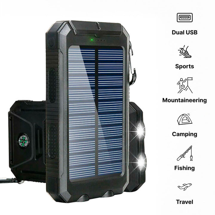 Solar Power Bank 20000mAh Waterproof Portable Charger