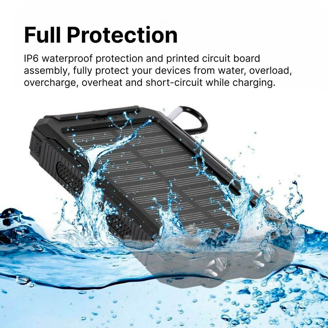 Solar Power Bank 20000mAh Waterproof Portable Charger