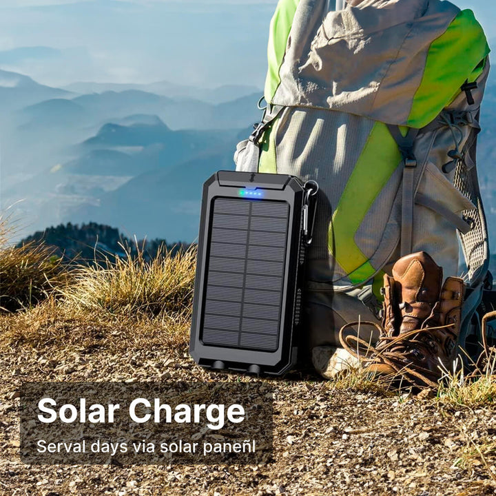 Solar Power Bank 20000mAh Waterproof Portable Charger
