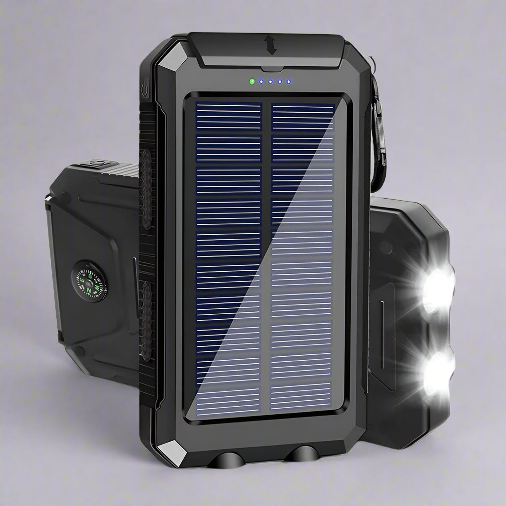 Solar Power Bank Waterproof Charger with Built-in Torch