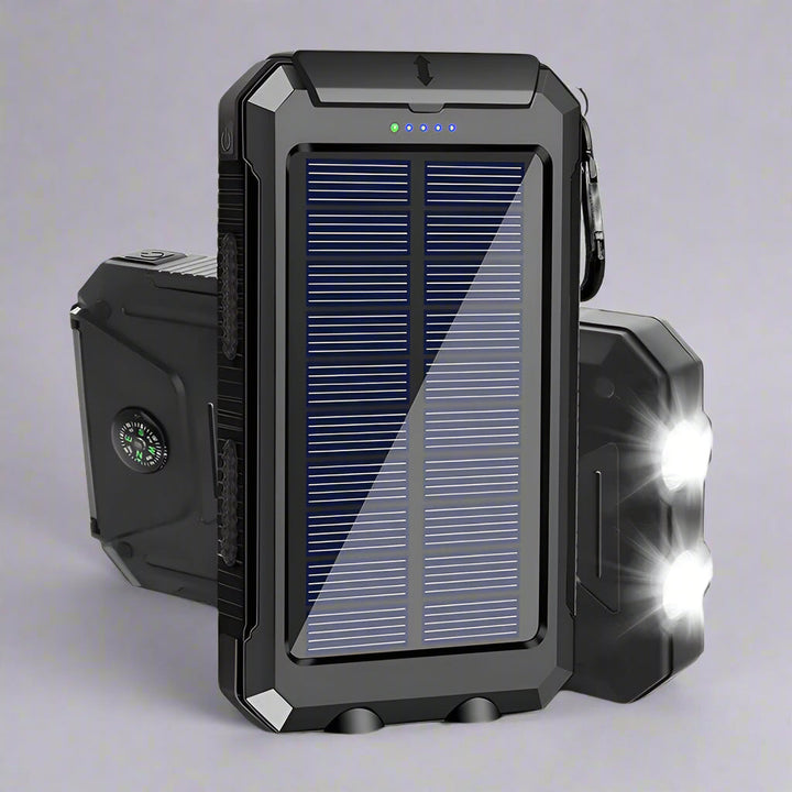 Solar Power Bank Waterproof Charger with Built-in Torch