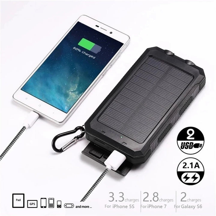 Solar Power Bank Waterproof Charger with Built-in Torch