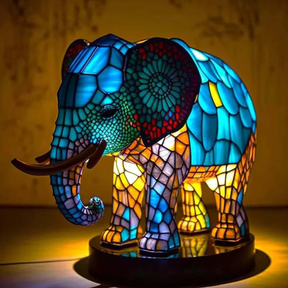 Stained Glass Animal Table Lamp Night Light for Home Decor