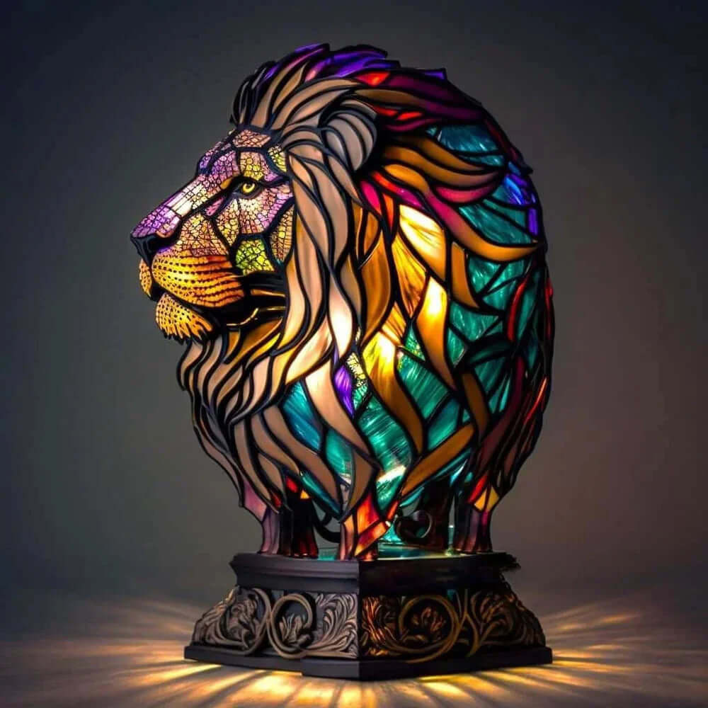 Stained Glass Animal Table Lamp Night Light for Home Decor