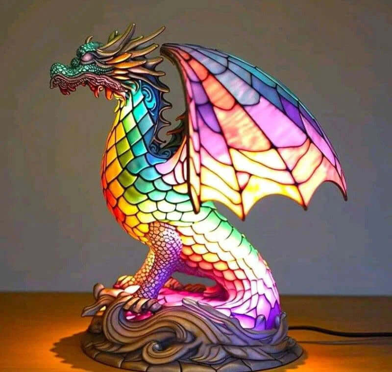 Stained Glass Animal Table Lamp Night Light for Home Decor