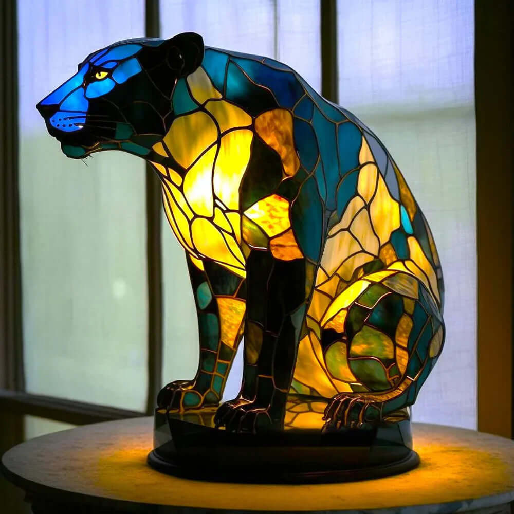 Stained Glass Animal Table Lamp Night Light for Home Decor