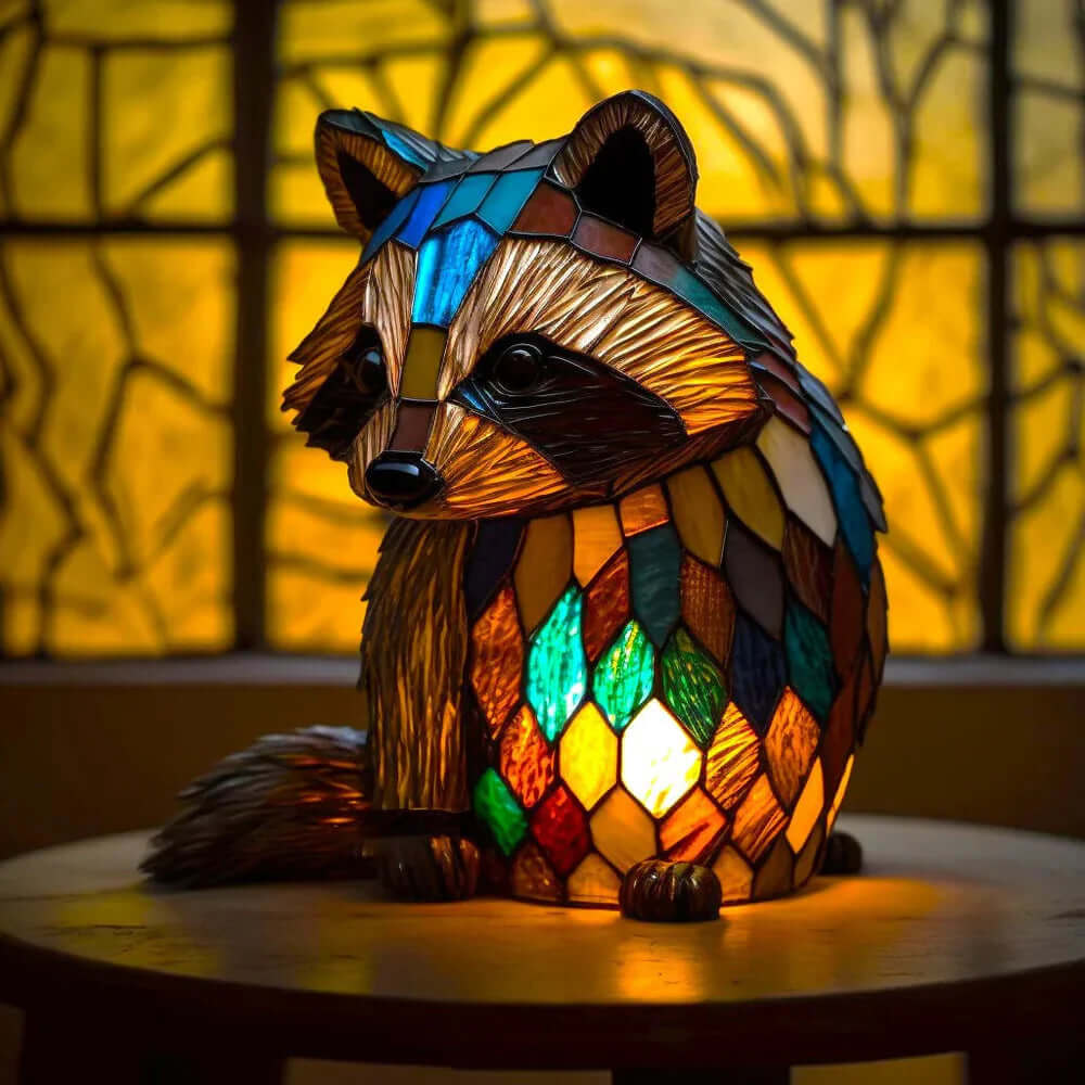 Stained Glass Animal Table Lamp Night Light for Home Decor