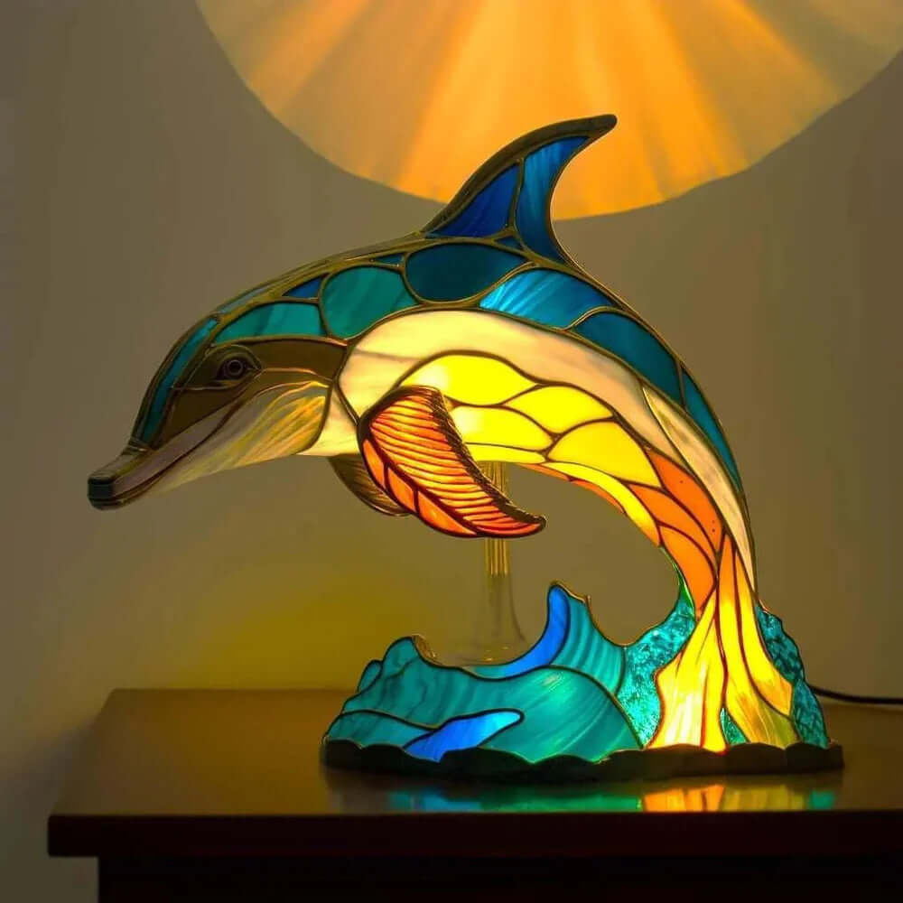 Stained Glass Animal Table Lamp Night Light for Home Decor