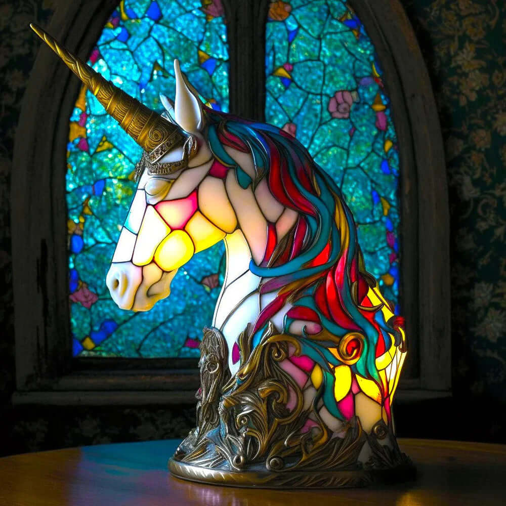 Stained Glass Animal Table Lamp Night Light for Home Decor