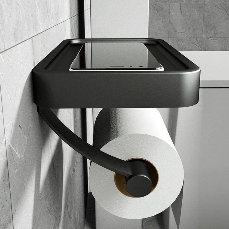 Toilet Paper Holder with Storage Shelf