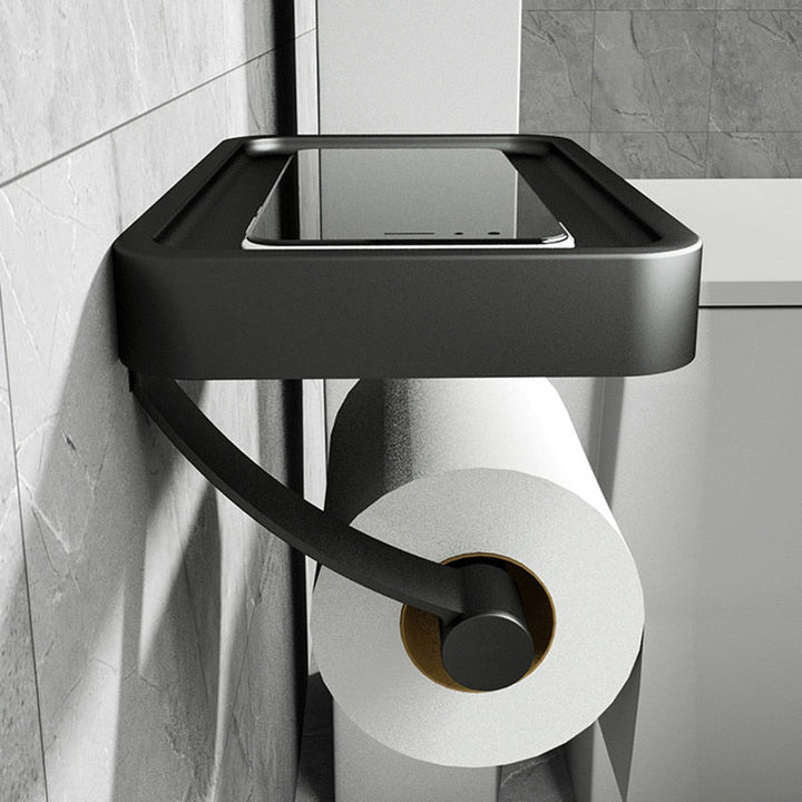 Toilet Paper Holder with Storage Shelf