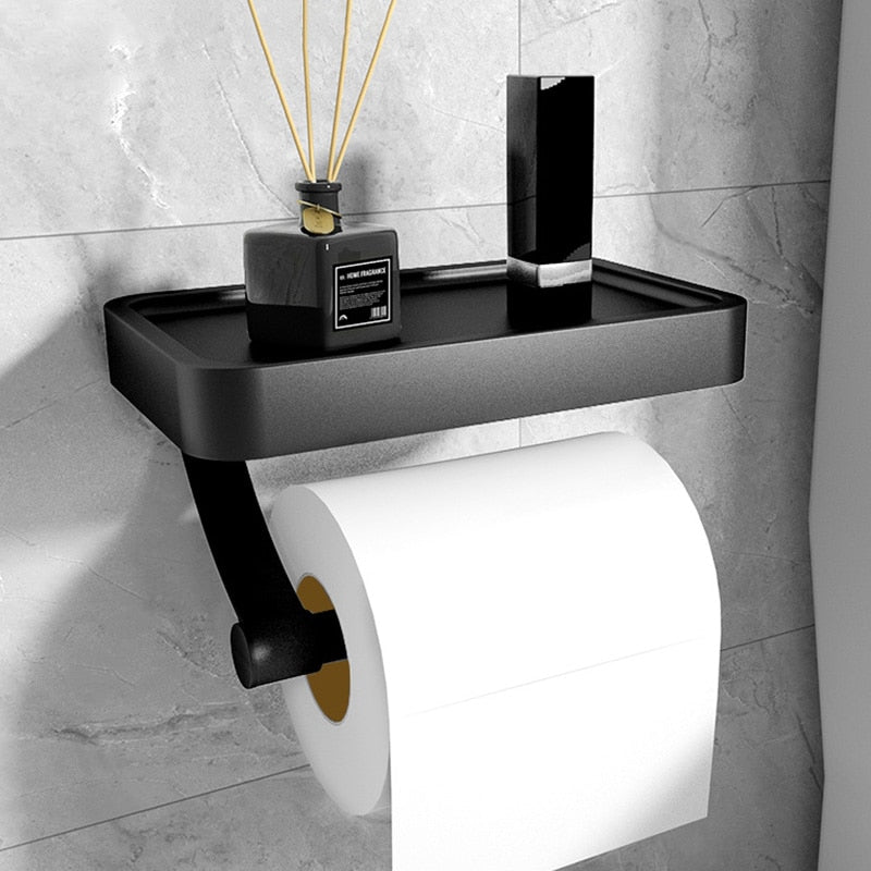 Toilet Paper Holder with Storage Shelf