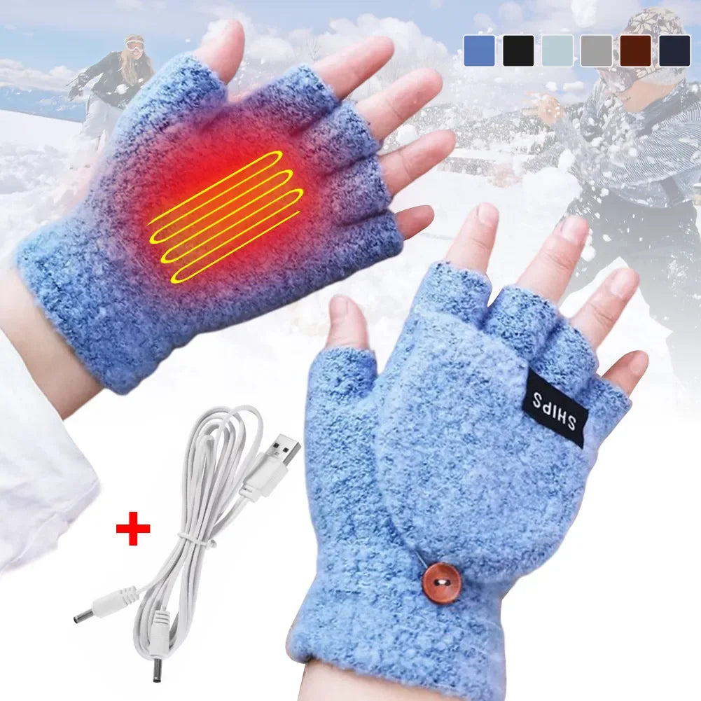 USB Hand Warmers Heated Gloves for Cold Weather Use