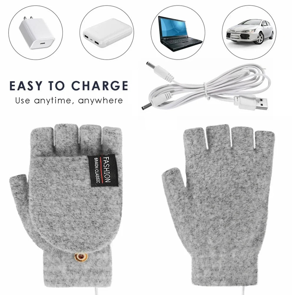 USB Hand Warmers Heated Gloves for Cold Weather Use