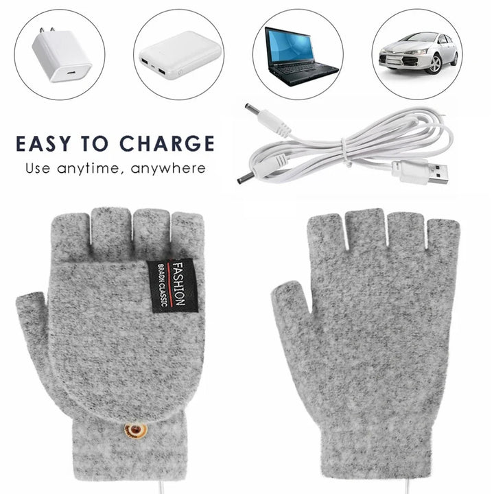 USB Hand Warmers Heated Gloves for Cold Weather Use
