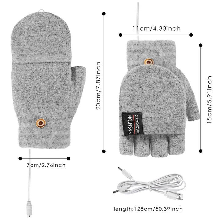 USB Hand Warmers Heated Gloves for Cold Weather Use