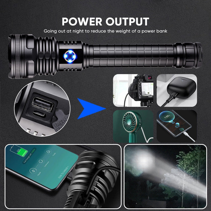 USB Rechargeable LED Flashlight 99000 Lumens High Brightness