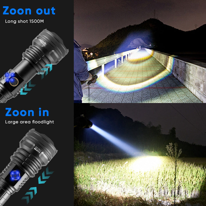 USB Rechargeable LED Flashlight 99000 Lumens High Brightness
