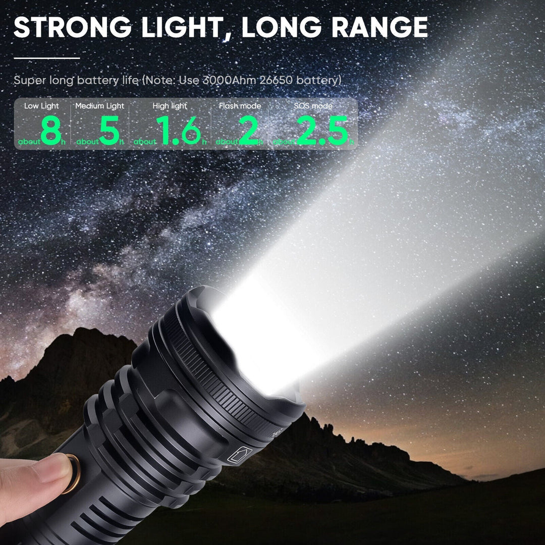 USB Rechargeable LED Flashlight 99000 Lumens High Brightness
