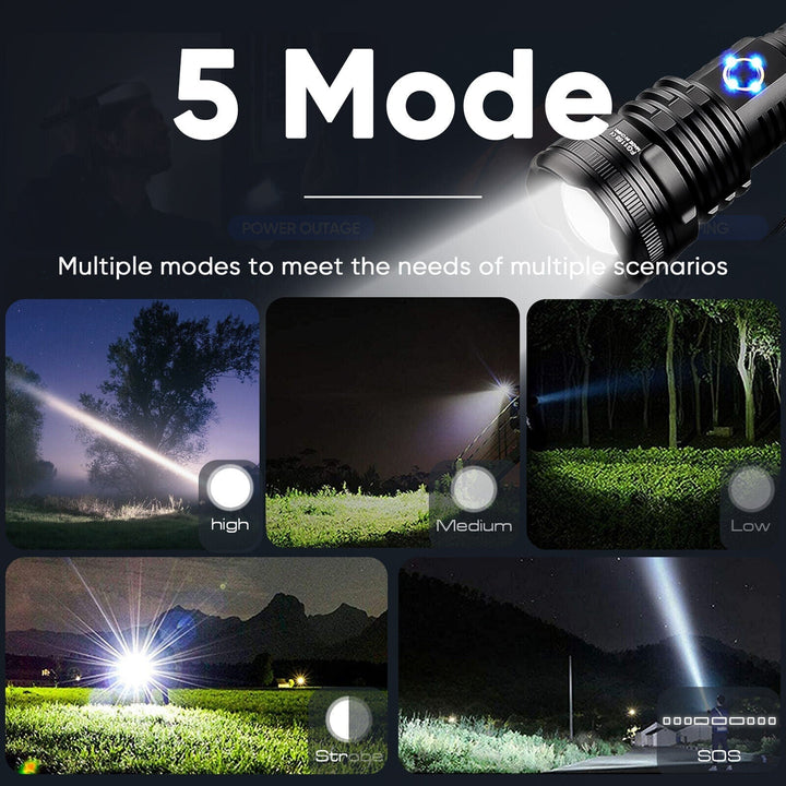 USB Rechargeable LED Flashlight 99000 Lumens High Brightness
