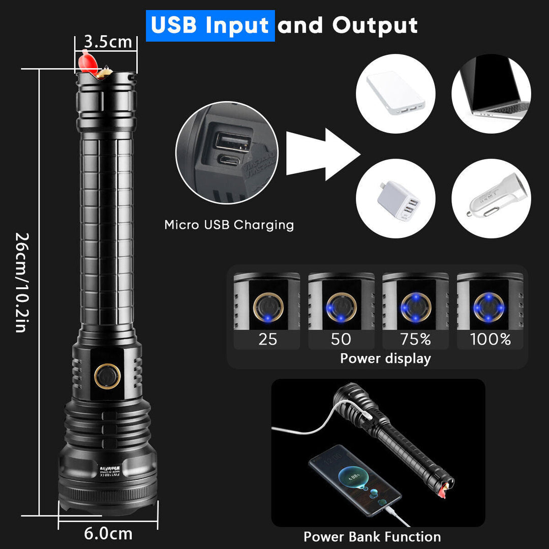USB Rechargeable LED Flashlight 99000 Lumens High Brightness