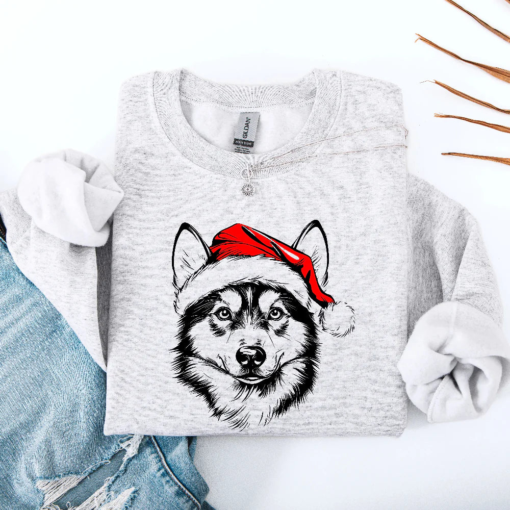 Unisex Christmas Sweater with Husky Dog Design Gift