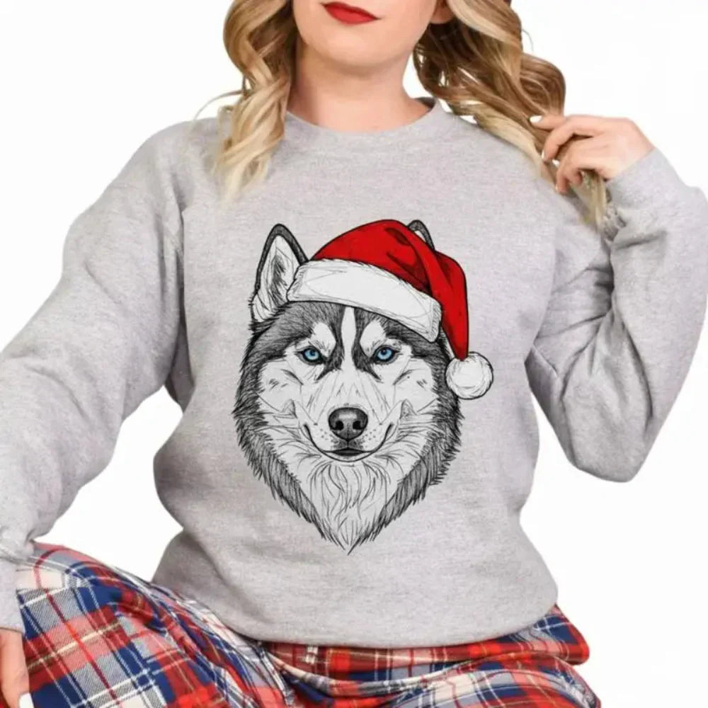 Unisex Christmas Sweater with Husky Dog Design Gift